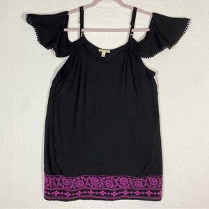 Miami‎ Francesca's Black Dress with Purple Accent Size Large